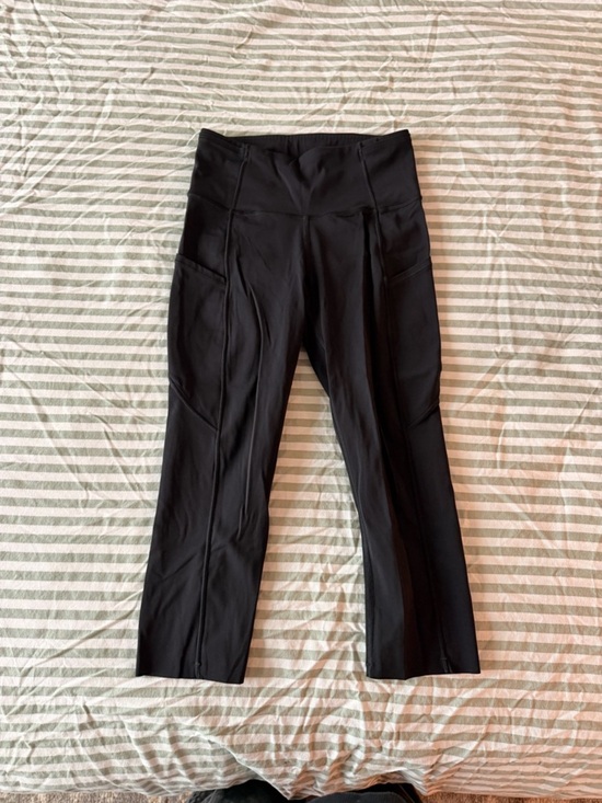 lululemon athletica Pants - lululemon athletica Black Cropped High-Waist Leggings with Side Panels